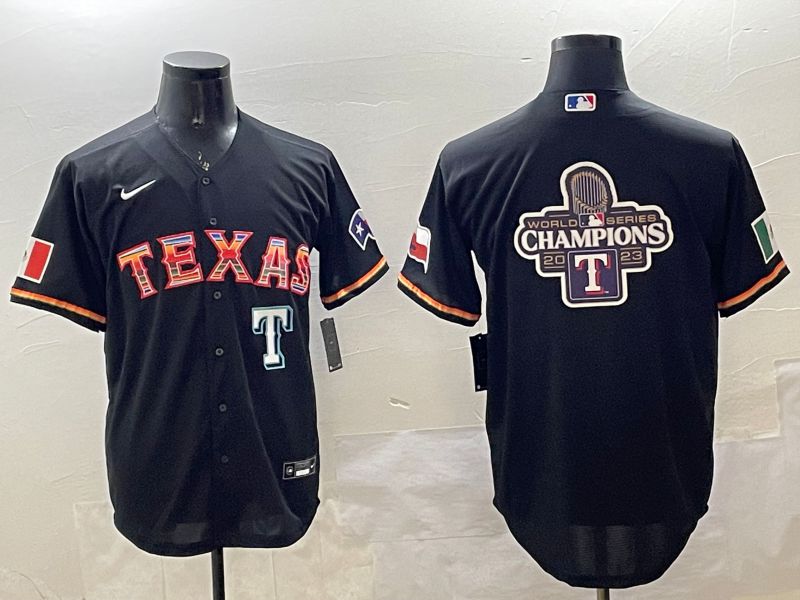 Men Texas Rangers Blank Black Mexico Game 2025 Nike MLB Jersey style 12